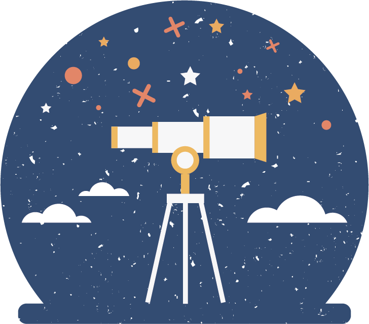Télescope pointé sur l'horizon