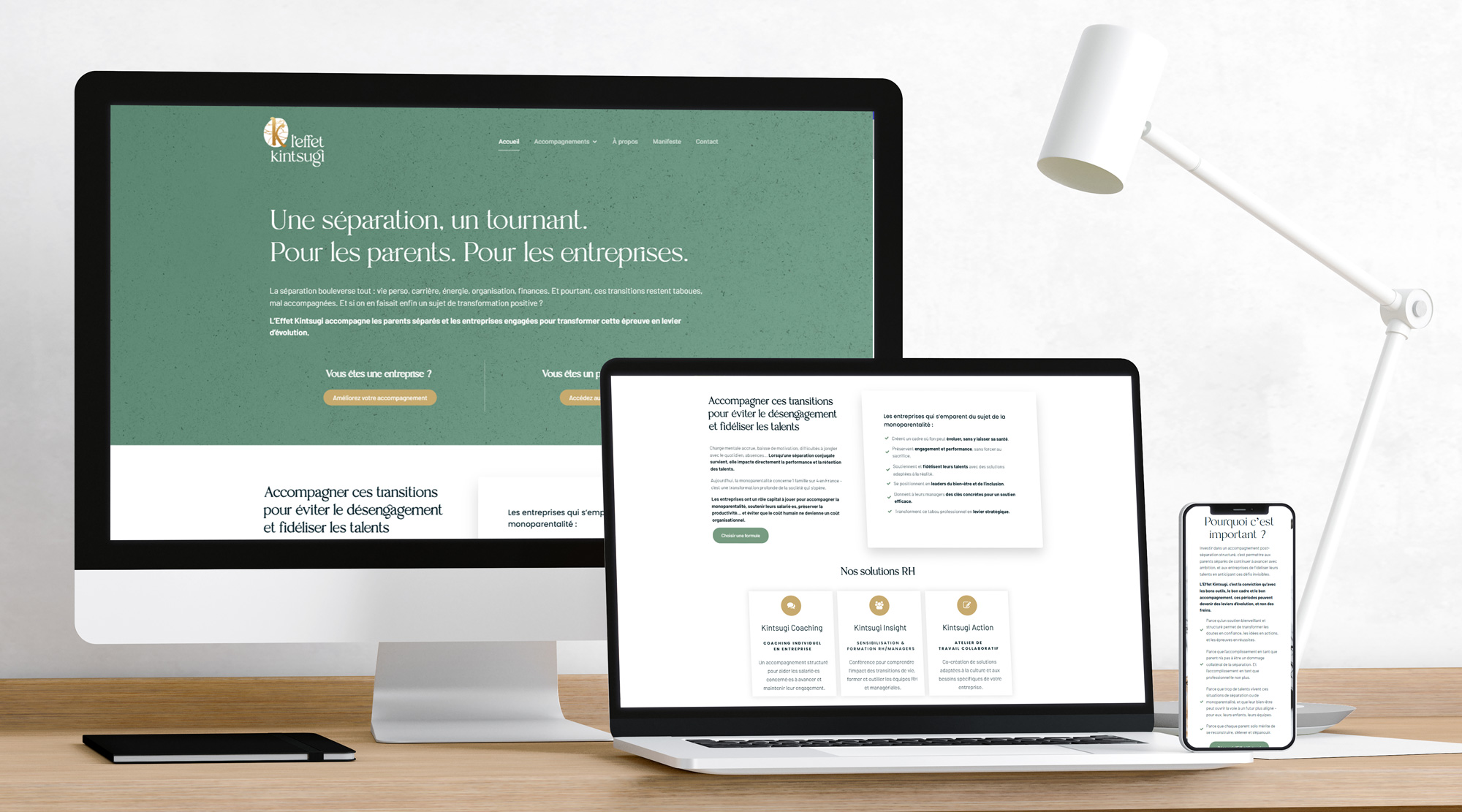 Représentation responsive du projet de l'Effet Kintsugi